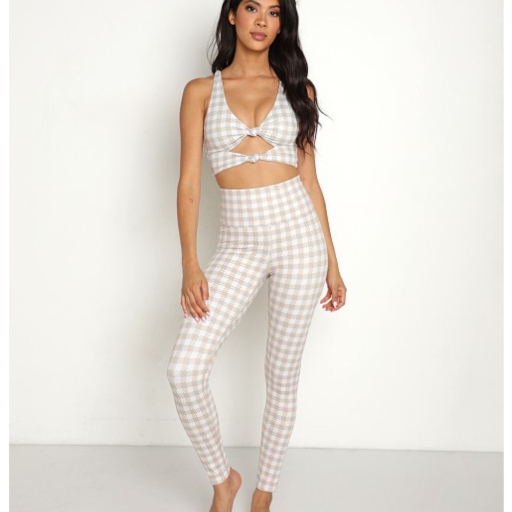 Beach Riot Taupe Houndstooth set MEDIUM
